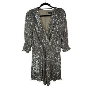 NEW GENERATION LOVE‎ ALLEGRA SEQUIN JUMPSUIT 3/4 SLEEVE SHORTS SZ L